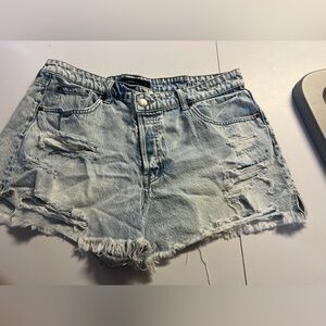 Aeropostale Frayed Light Blue Jean Shorts
